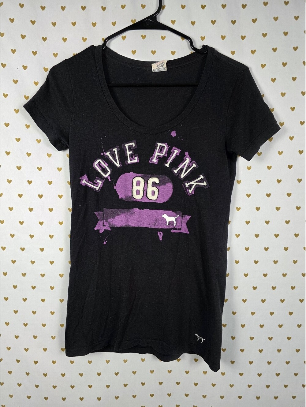 Victorias Secret PINK Vintage Love Tee shirt Y2k Logo 86 XS